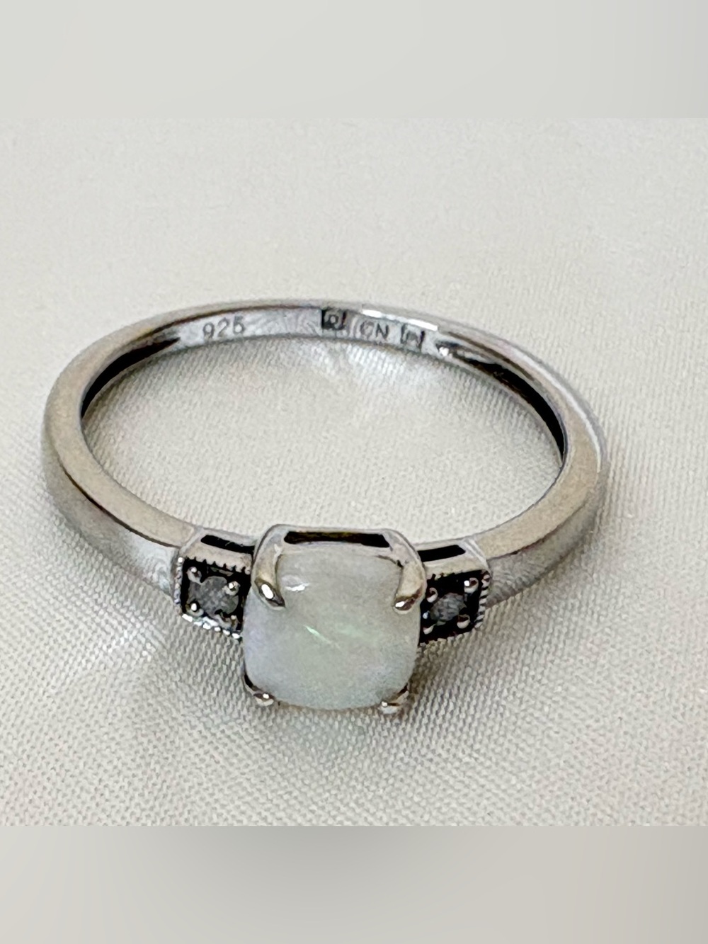 Stella Grace Sterling Silver Opal & Diamond Accent Ring.